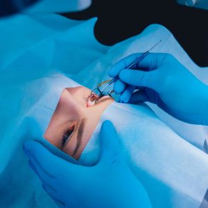 woman having eye surgery