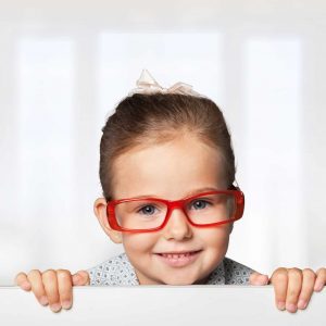girl wearing red glasses